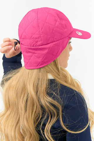 Ladies Waterproof Fleece Lined Rain Cap with Ball Marker - Pink