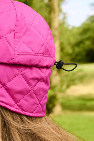 Ladies Golf Waterproof Fleece Lined Rain Cap with Crystal Umbrella Ball Marker -Pink