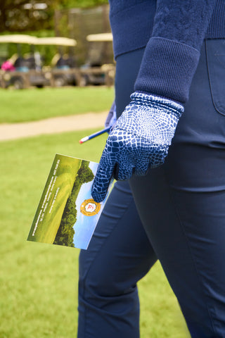 Polar Stretch Pair of Winter Ladies Golf Gloves - Navy Snake