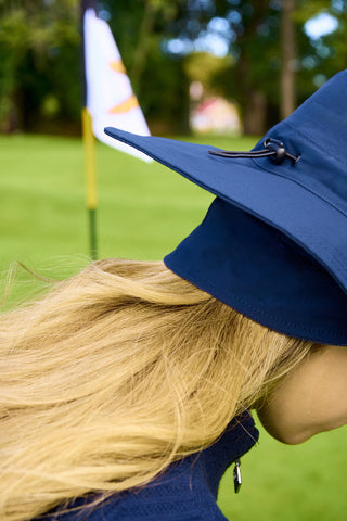 Ladies Golf Waterproof Fleece Lined Rain Hat- Navy