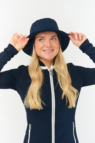 Ladies Golf Waterproof Fleece Lined Rain Hat- Navy