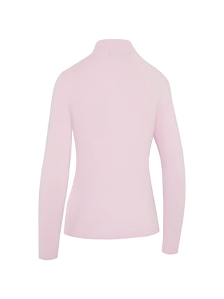 Ribbed Collar Classic Ladies Golf Sweater - Cherry Blossom