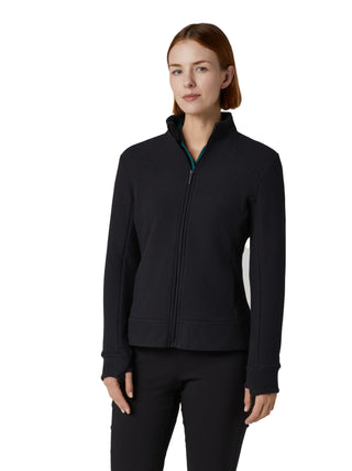 Callaway Ladies Golf Stretch Waffle Knit Fleece Jacket - Caviar