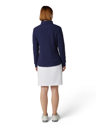 Callaway Ladies Golf Stretch Waffle Knit Fleece Jacket - Peacoat