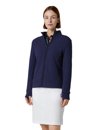 Callaway Ladies Golf Stretch Waffle Knit Fleece Jacket - Peacoat