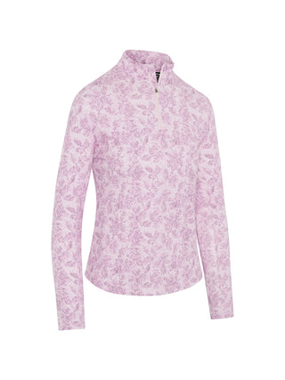 Abstract Floral Sun Protection Long Sleeve Golf Top - Cherry Blossom