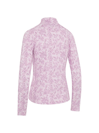Abstract Floral Sun Protection Long Sleeve Golf Top - Cherry Blossom