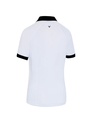 Short Sleeve V-Placket Colourblock Golf Polo - Brilliant White