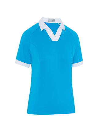 Callaway Golf Ladies Short Sleeve V-Placket Colourblock Polo - Vivid Blue