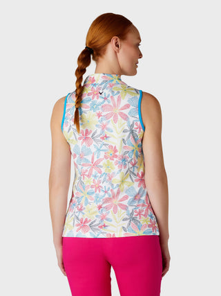 Callaway Golf Ladies Sleeveless Golf Polo Shirt -  Chevron Floral Print