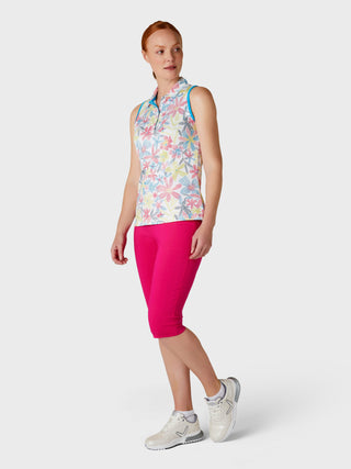 Callaway Golf Ladies Sleeveless Golf Polo Shirt -  Chevron Floral Print