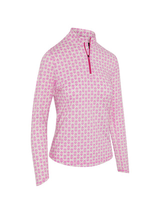 Callaway Deco Geo Long Sleeve Golf Top - Fuchsia Purple