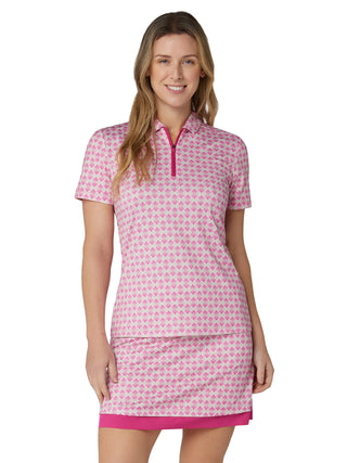 Callaway Deco Geo Short Sleeve Golf Polo - Fuchsia Purple