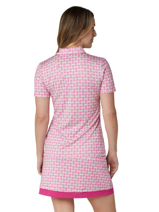 Callaway Deco Geo Short Sleeve Golf Polo - Fuchsia Purple