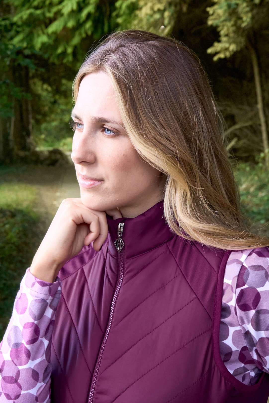 Josie Stretch Panel Ladies Gilet - Morello Cherry