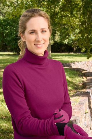 Sarah Roll Neck Jumper With Faux Fur Lining - Morello Cherry