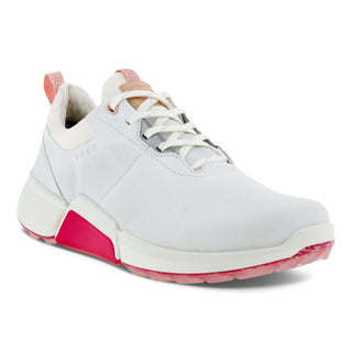 Ecco Ladies Biom H4 Waterproof Golf Shoes- White/Silver Pink