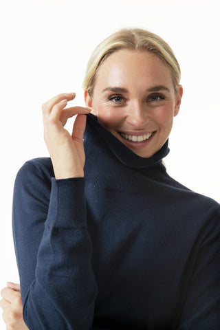 Daily Sports Trissie Long Sleeve Roll Neck Pullover - Navy