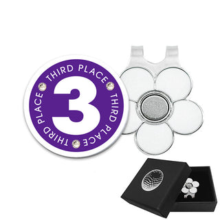Third Place Ball Marker and Visor Clip in Presentation Gift Box