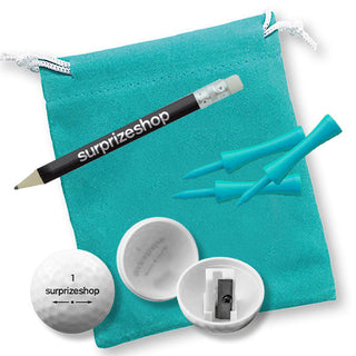 Tee Gift Pencil & Pencil Sharpener Giveaway Set - Aqua