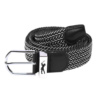 Surprizeshop Black and White Stretch Webbing Golf Belt For Ladies