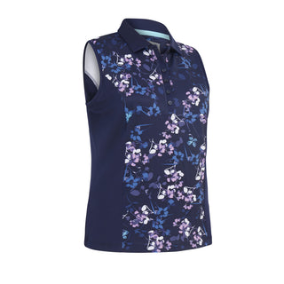 Callaway Golf Ladies Butterfly Floral Sleeveless Polo - Peacoat