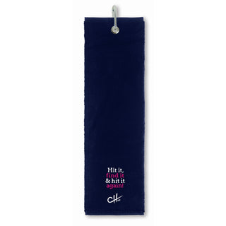 The Charley Hull Collections Golf Tri Fold Towel - Hit It - Blue