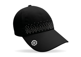 Ladies Golf Crystal Magnetic Soft Fabric Cap with Ball Marker- Black