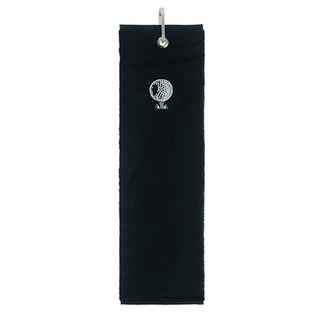 Cotton Trifold Ladies Golf Towel - Black