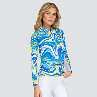 Tail Ladies Golf Kali Long Sleeve 1/4 Zip Polo - Marble Flow