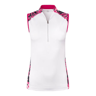 Tail Ladies Golf Novelia Sleeveless Polo - Summer Leaves