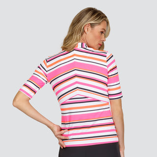 Tail Ladies Golf Colette Elbow Sleeve Polo- Sherbert Stripe