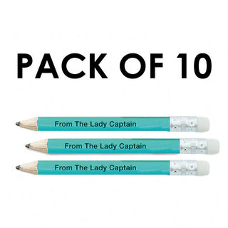 Pack of 10 From the Lady Captain Pencil with eraser- Aqua
