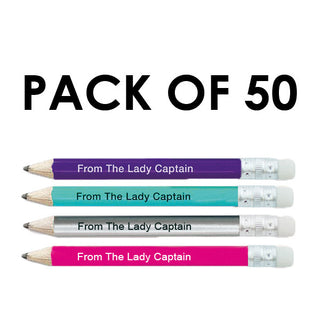 Pack of 50 From the Lady Captain Pencil with eraser- Mixed Colours