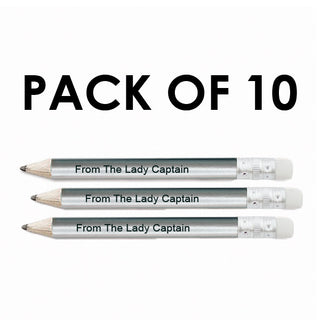 Pack of 10 From the Lady Captain Pencil with eraser- Silver