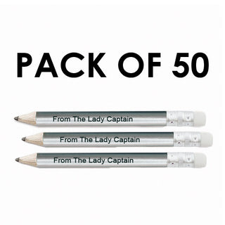 Pack of 50 From the Lady Captain Pencil with eraser- Silver