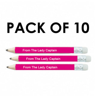 Pack of 10 From the Lady Captain Pencil with eraser- Pink