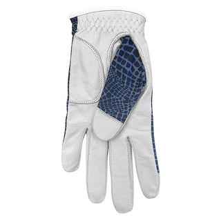 Cabretta Leather Lycra Comfort Stretch Left Hand Ladies Golf Glove - Navy Snake