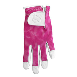 Cabretta Leather Lycra Comfort Stretch Ladies Golf Glove - Flamingo Pink Feather