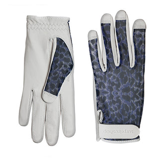 Luxury Cabretta Leather Sun Glove- Blue Cheetah