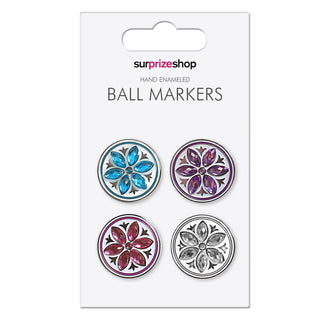 Ladies Crystal Flower Golf Ball Markers Set