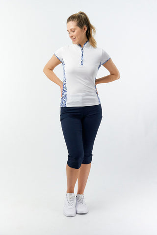 Pure Golf Ladies Bliss Sleeveless Polo Shirt - Indigo Jungle