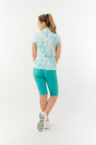 Pure Golf Ladies Rise Cap Sleeve Polo Shirt - Aquamarine Lake
