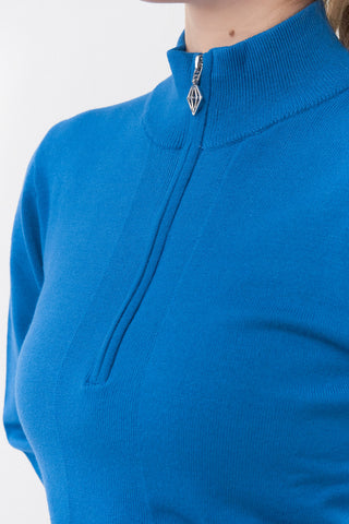 Pure Golf Brace Super Soft Lined Golf Jumper Quarter Zip- Vallarta Blue