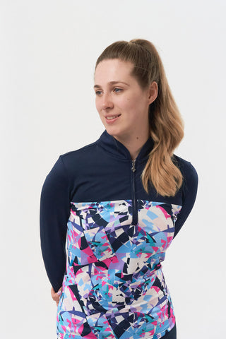 Pure Golf Daniella Long Sleeve Polo Shirt - Prism