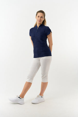 Pure Golf Cove Ladies Cap Sleeve Polo Shirt - Navy