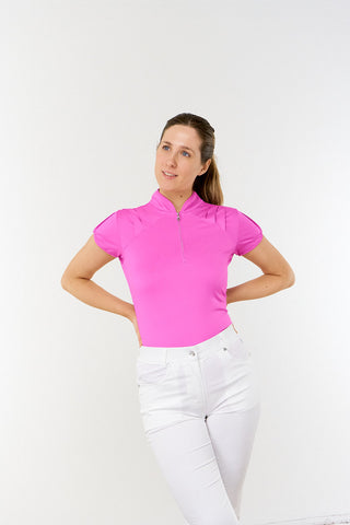 Pure Golf Olivia Ladies Cap Sleeve Polo Shirt - Azalea