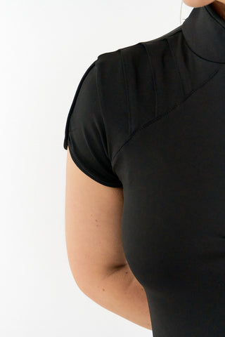 Pure Golf Olivia Ladies Cap Sleeve Polo Shirt - Black