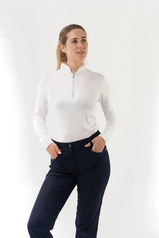 Pure Golf Bloom Long Sleeve Polo Shirt - White