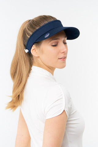 Ladies Golf Telephone Wire Visor with Ball Marker -  Navy